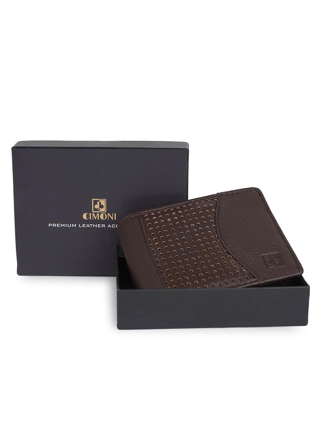 

CIMONI Men Textured Genuine Leather Two Fold Wallet With RFID, Brown