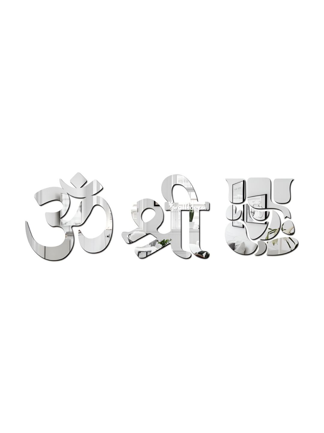 

Wall1ders 3 Pieces Grey Om Shree Ganesh Self Adhesive Mirror Wall Stickers