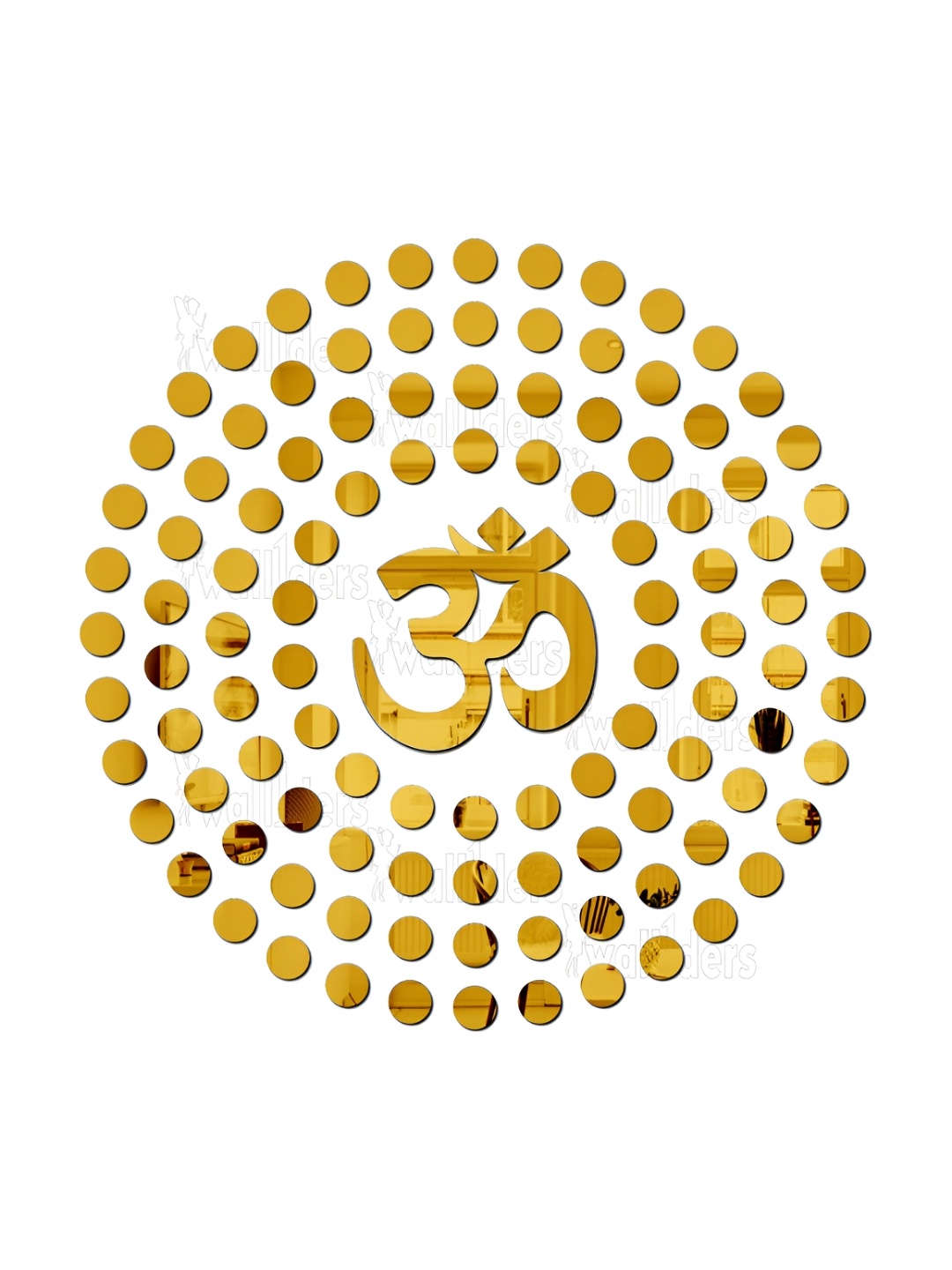 

Wall1ders 100 Pieces Gold Toned Om With Dots Self-Adhesive Mirror Wall Stickers