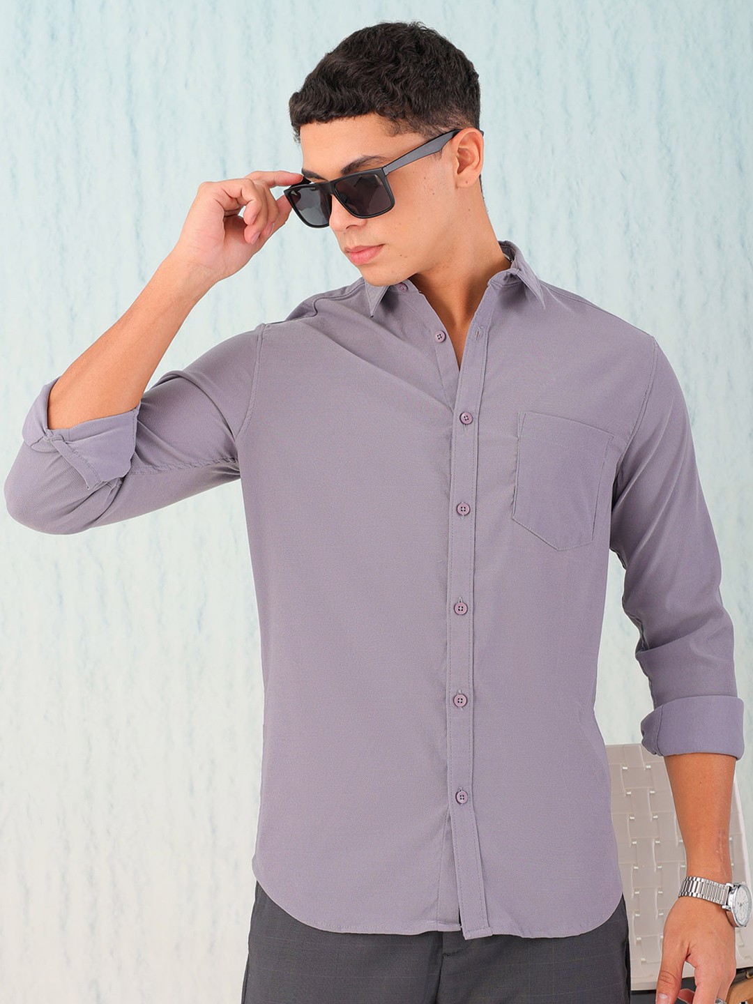 

Hardsoda by The Indian Garage Co Spread Collar Slim Fit Casual Shirt, Grey