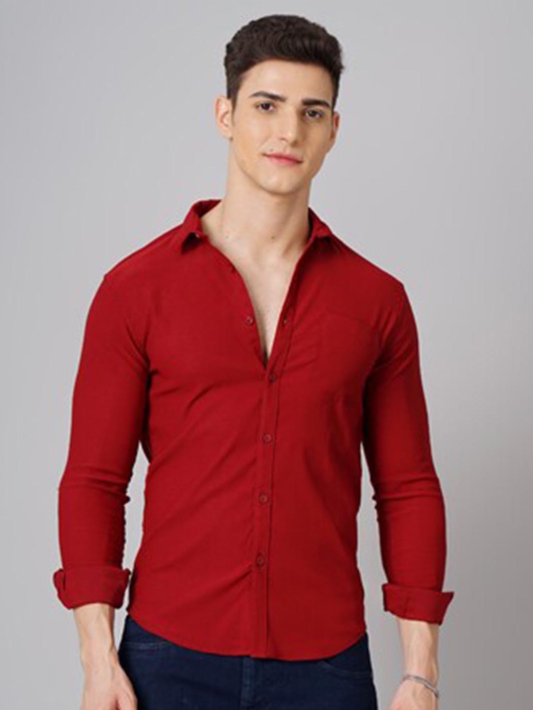 

Hardsoda by The Indian Garage Co Spread Collar Slim Fit Casual Shirt, Maroon