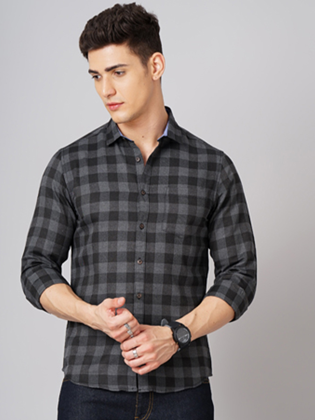 

Hardsoda by The Indian Garage CoMen Grey Checked Casual Shirt