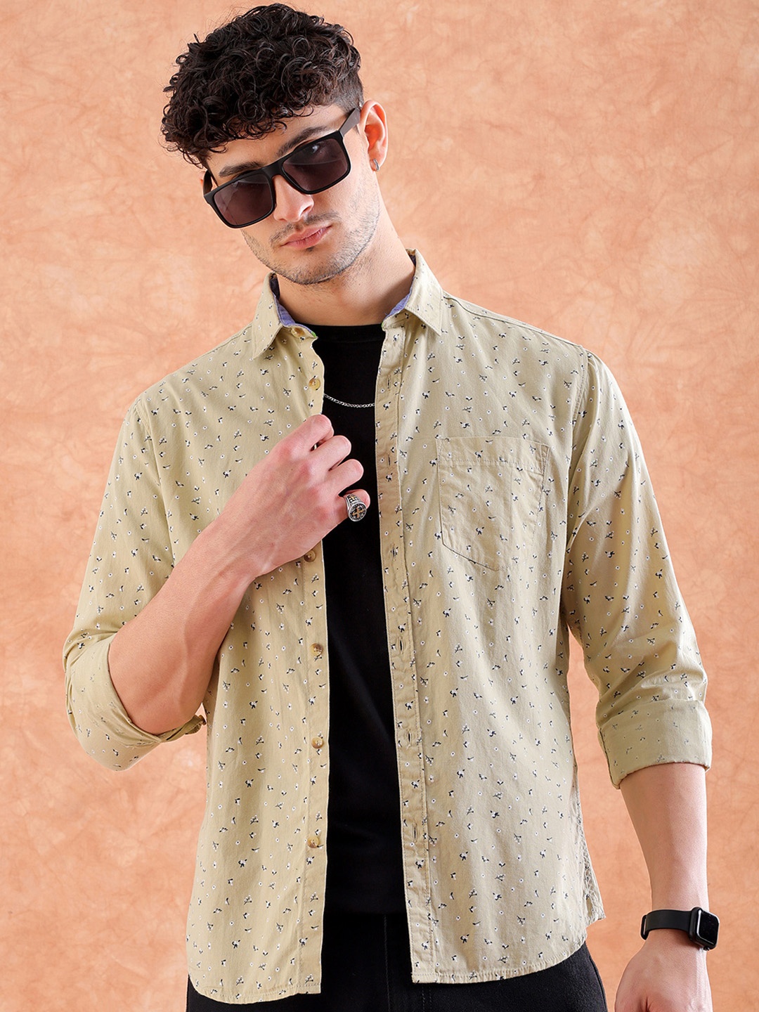 

Hardsoda by The Indian Garage CoMen Green Printed Casual Shirt
