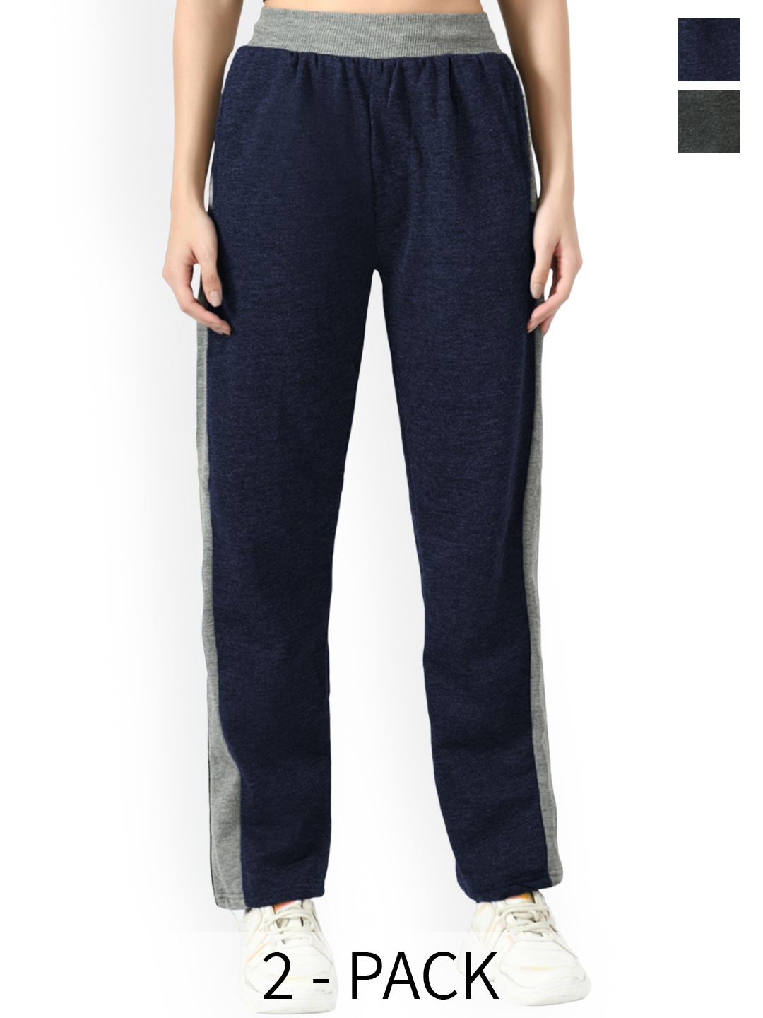 

IndiWeaves Women Pack Of 2 Fleece Track Pants, Grey