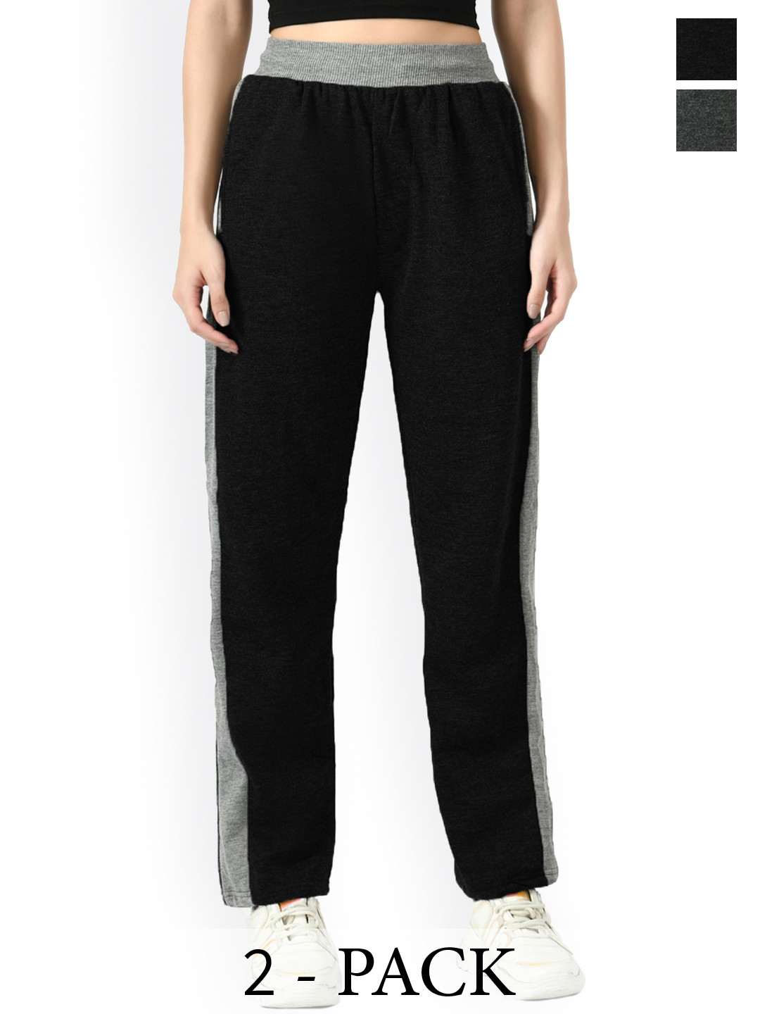 

IndiWeaves Pack Of 2 Fleece Track Pants, Grey