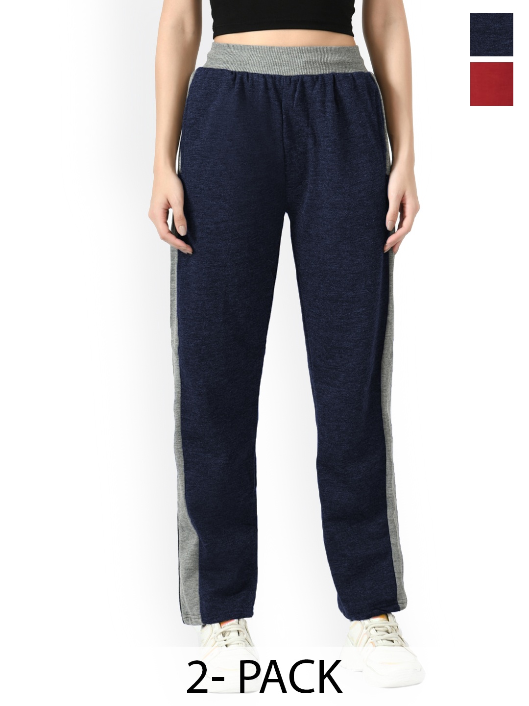 

IndiWeaves Women Pack Of 2 Fleece Track Pants, Multi