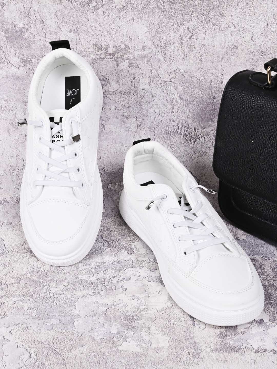 

Jove Women Textured Lightweight Comfort Insole Sneakers, White