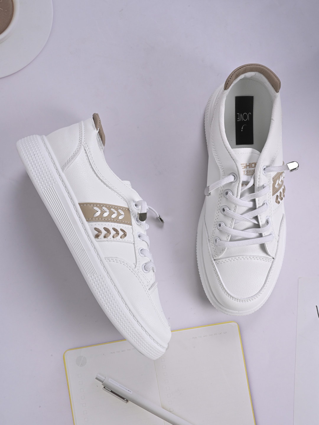 

Jove Women Embroidered Lightweight Comfort Insole Sneakers, White