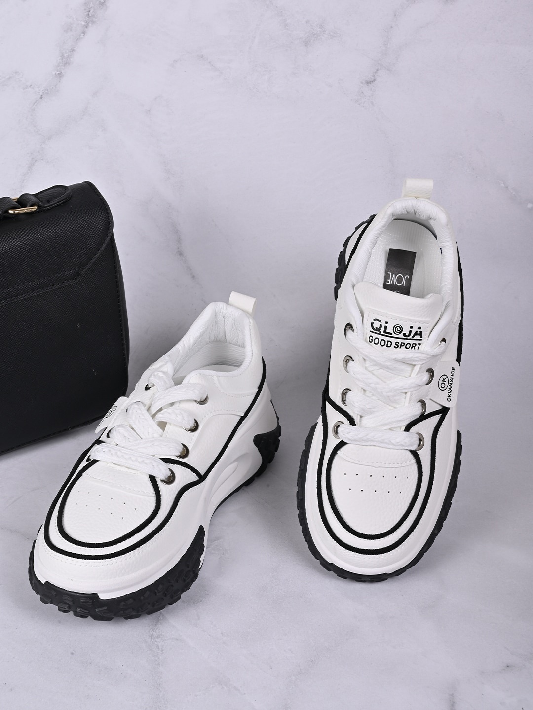 

Jove Women Colourblocked Lightweight Comfort Insole Sneakers, White