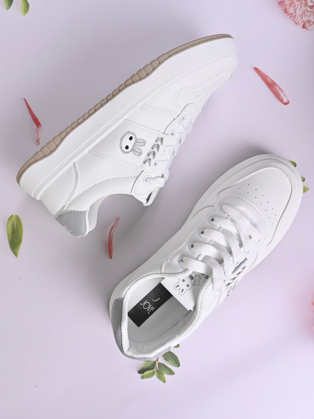 

Jove Women Embroidered Lightweight Lace Up Sneakers, White