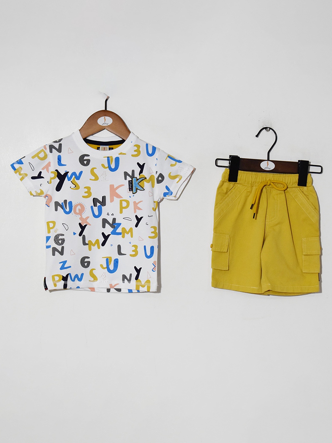 

BAESD Boys Printed Pure Cotton T-shirt With Shorts, Mustard