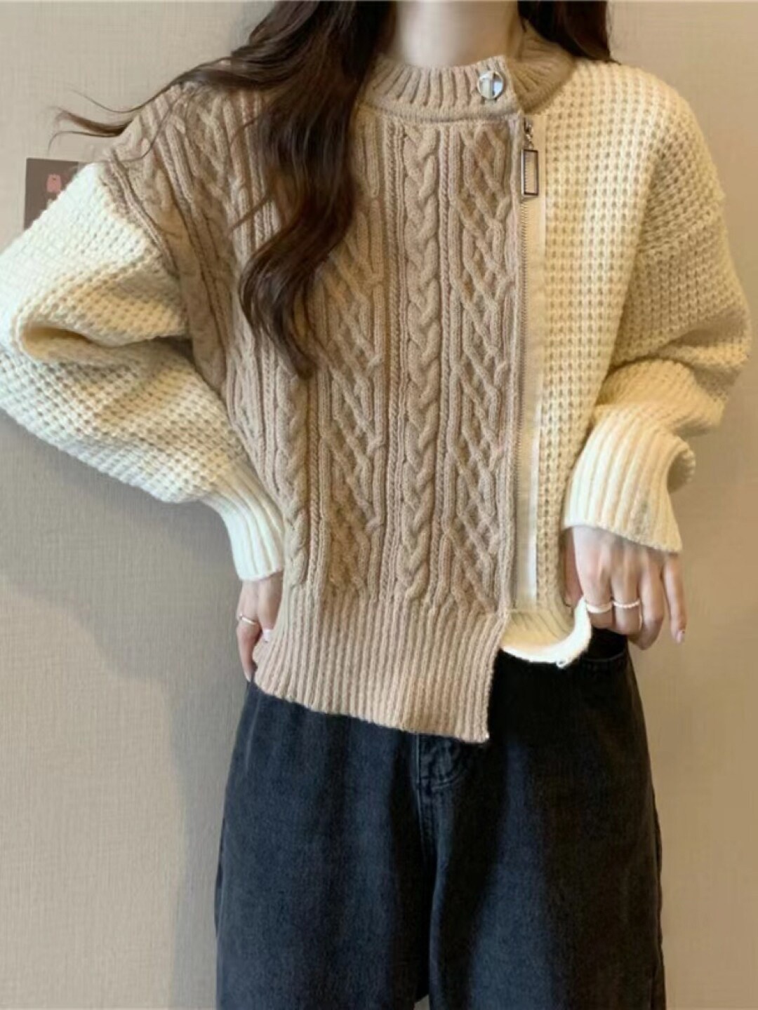 

StyleCast Girls Beige & Cream-Coloured Cable Knit Front-Open Sweater