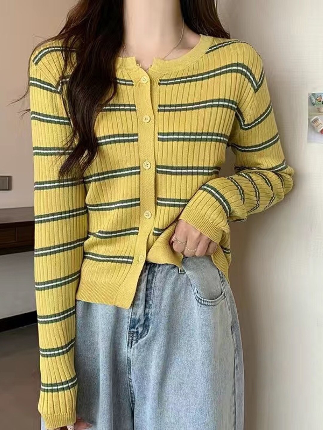 

StyleCast Girls Yellow Horizontal Striped Shirt Style Top