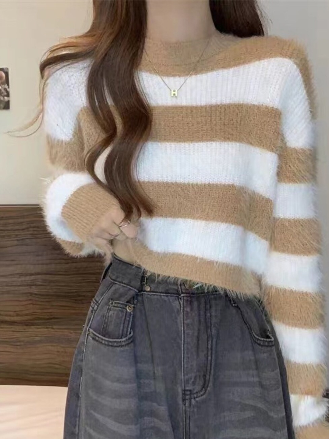 

StyleCast Teen Girls Brown & White Striped Pullover