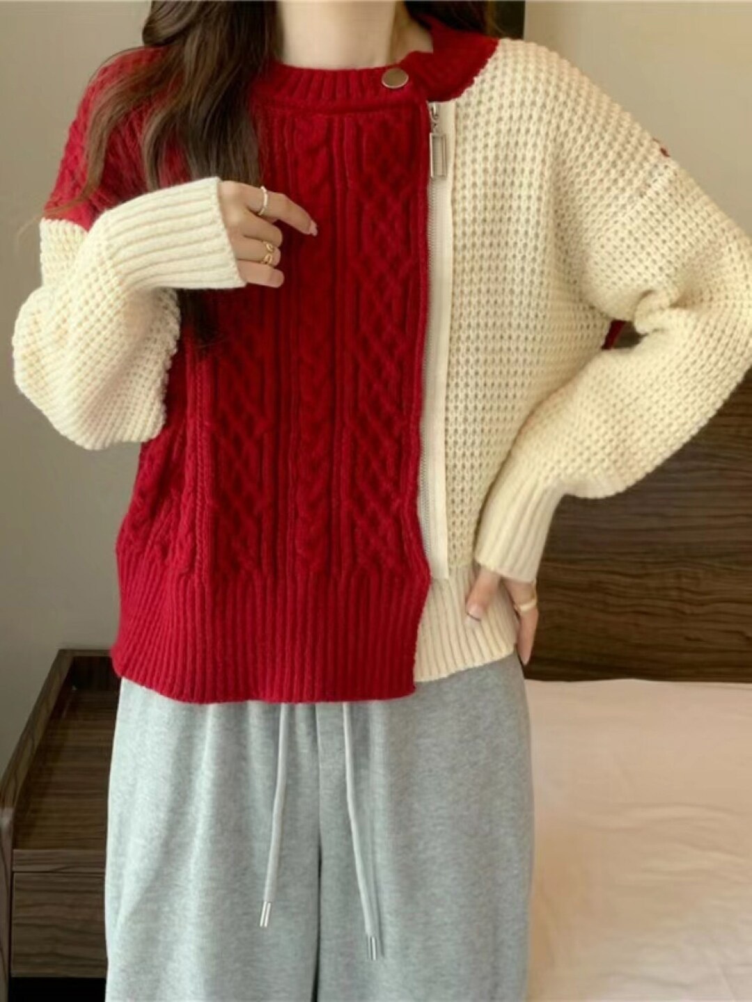 

StyleCast Girls Red & Beige Cable Knit Sweater