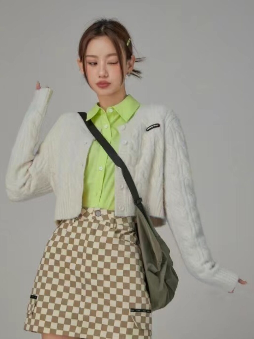 

StyleCast Girls White Cable Knit Crop Cardigan Sweater