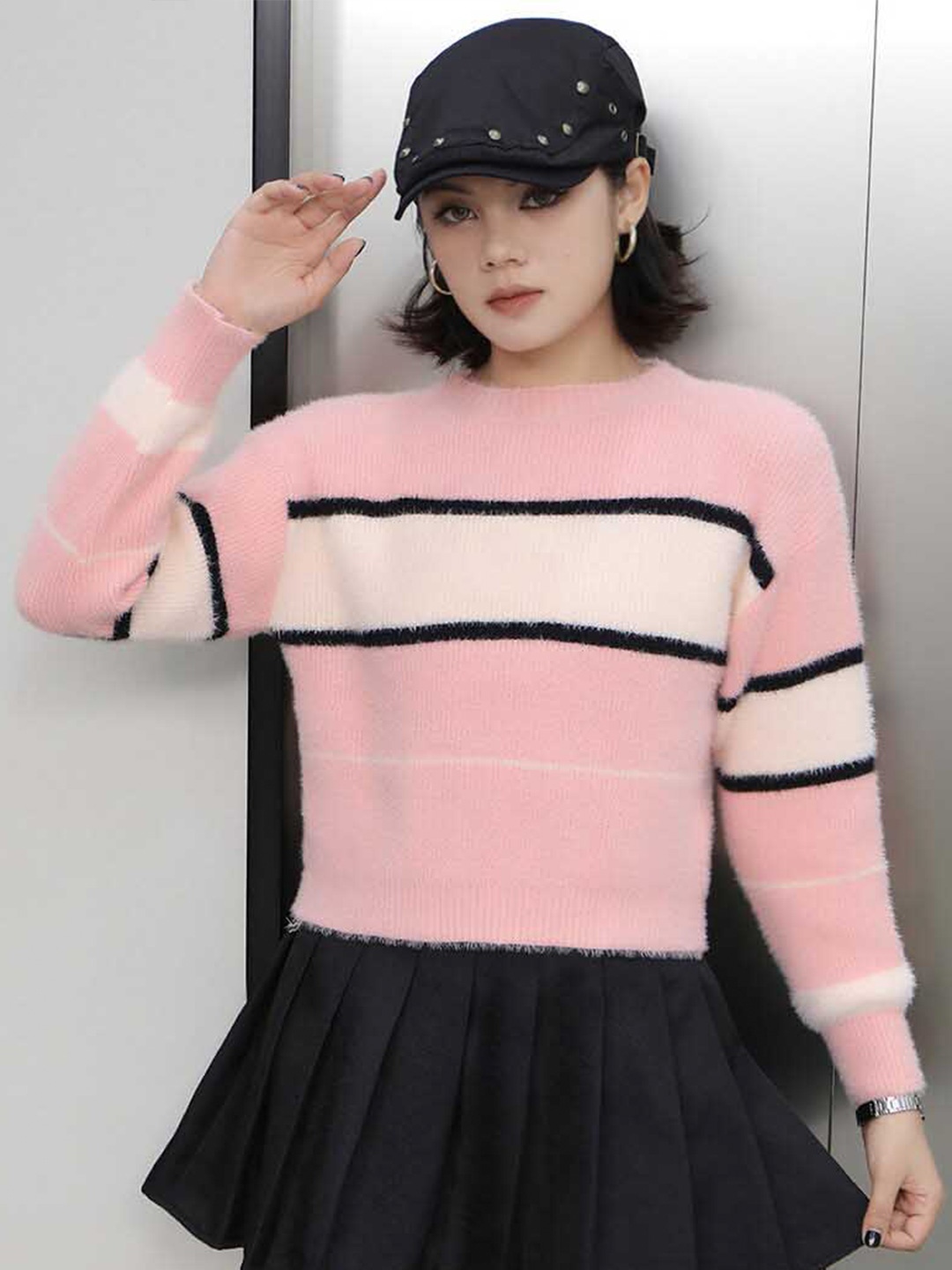 

StyleCast Girls Pink Horizontal Striped Top