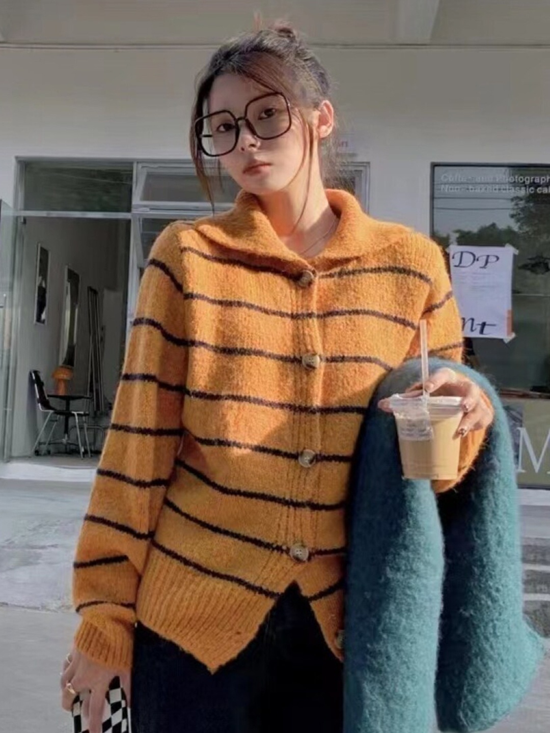 

StyleCast Girls Orange & Black Horizontal Striped Acrylic Top