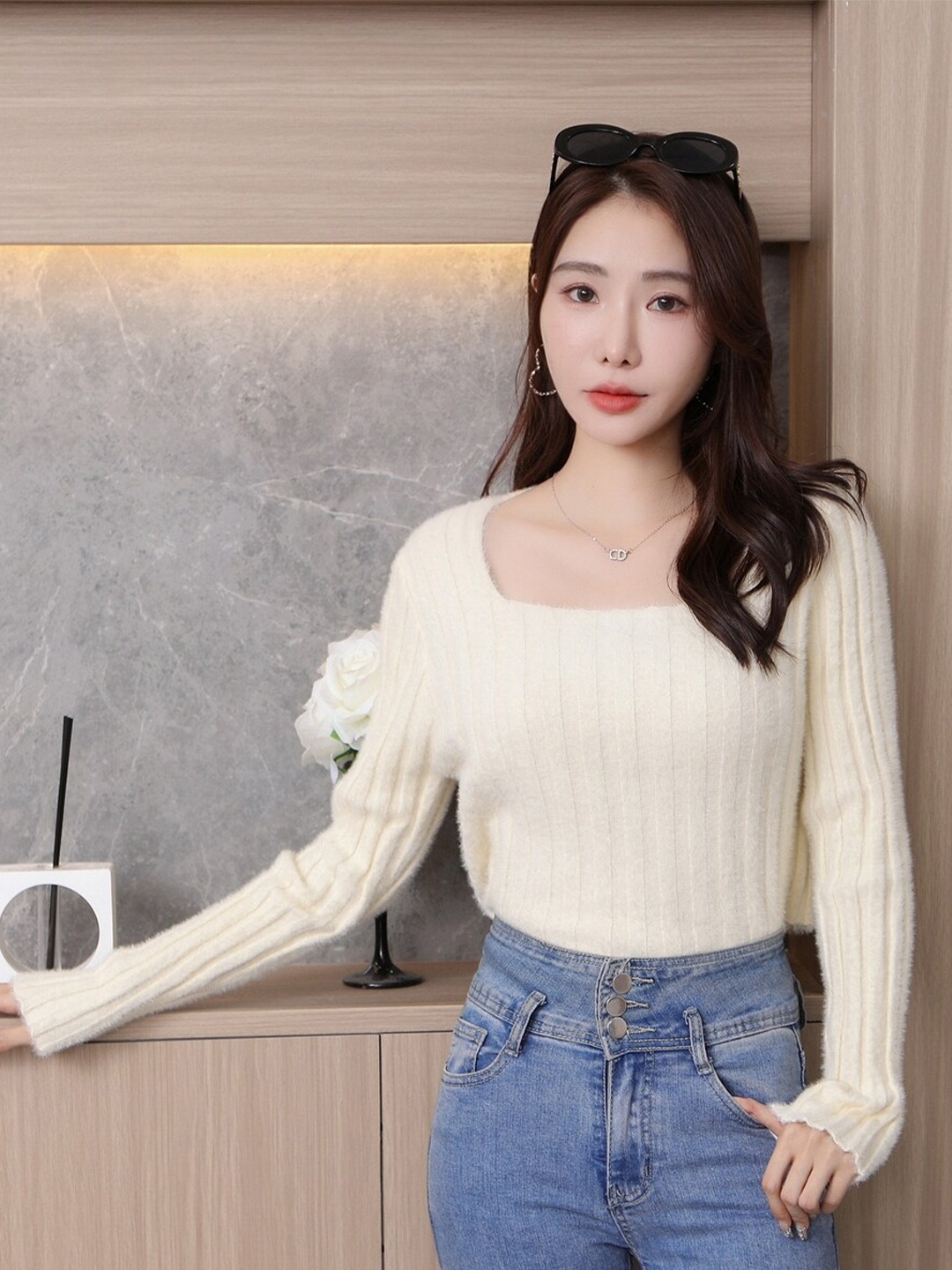 

StyleCast Girls Cream-Coloured Self Design Nylon Top