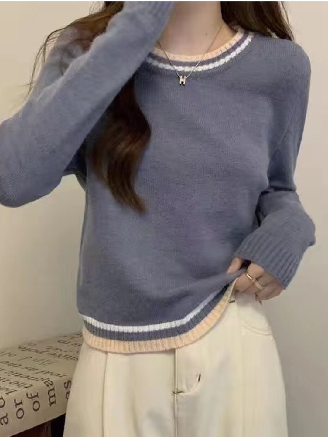 

StyleCast Blue Teen Girls Long Sleeves Casual Top