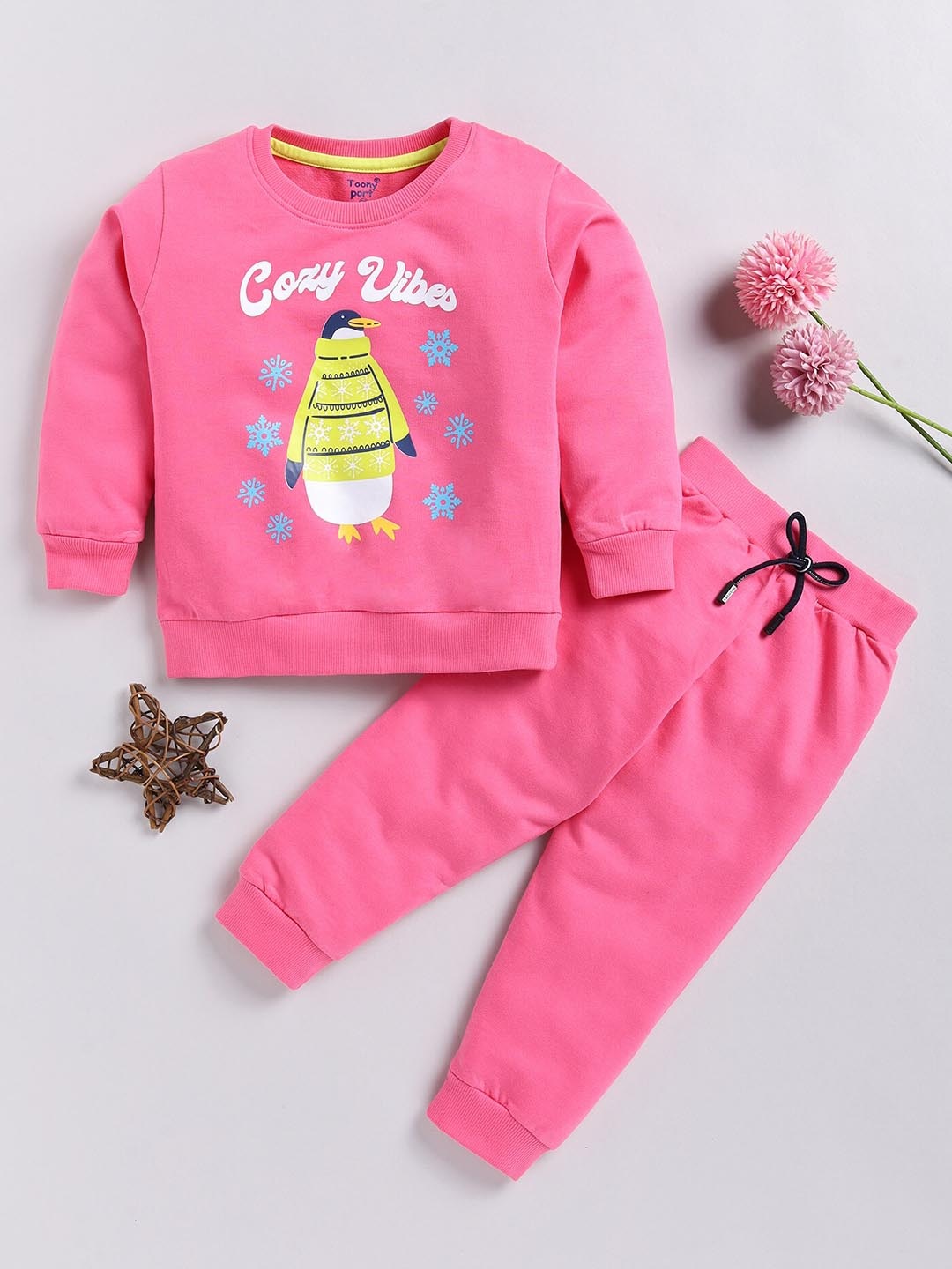 

Toonyport Boys Printed Pure Cotton T-shirt with Trousers, Pink