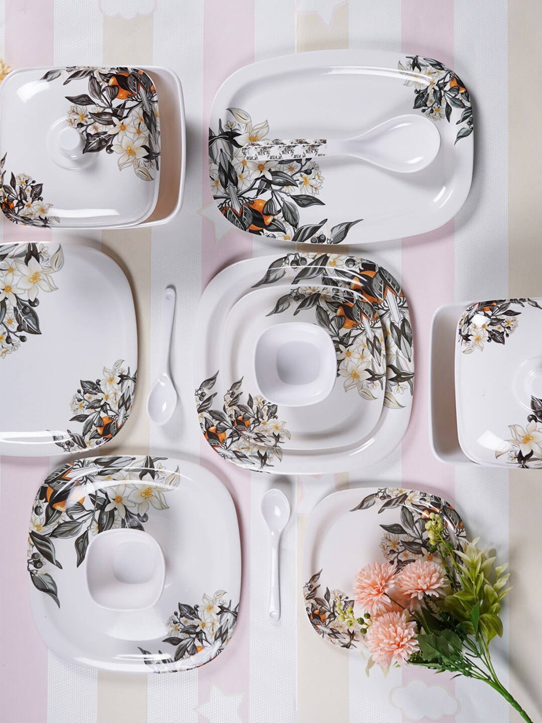 

CDI White & Grey 40 Pieces Melamine Dinner Set