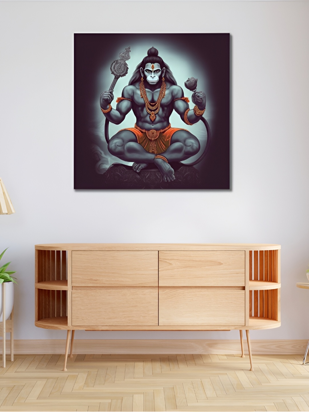 

CVANU Grey & Brown Religious Canvas Wall Painting