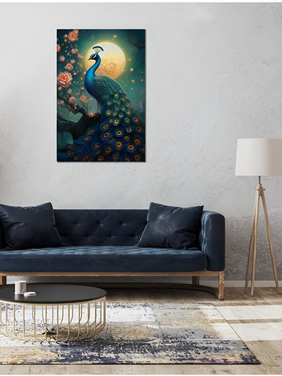 

CVANU Green & Blue Peacock Canvas Wall Painting