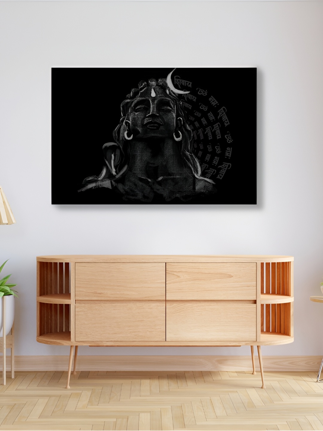 

CVANU Black & Grey Religious Canvas Wall Painting