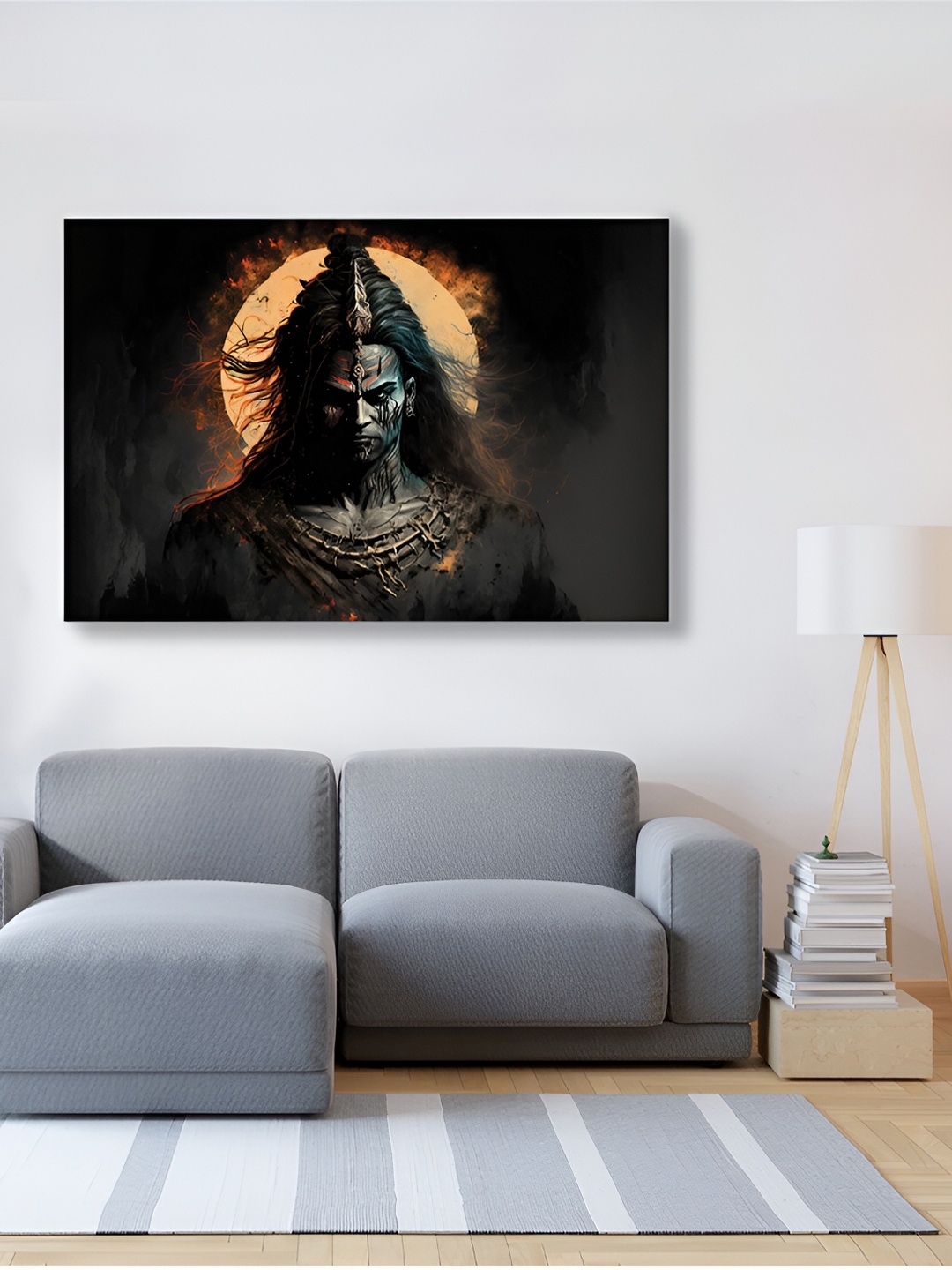 

CVANU Black & Peach Religious Canvas Wall Painting