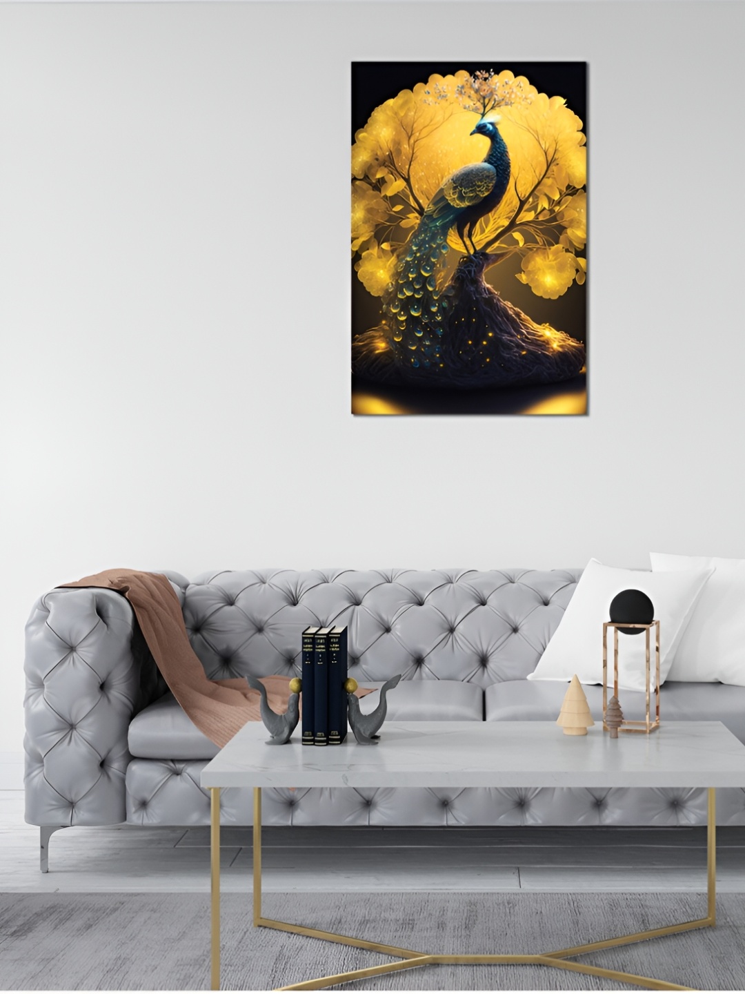 

CVANU yellow& Blue Birds& Animals Canvas Wall Paintings