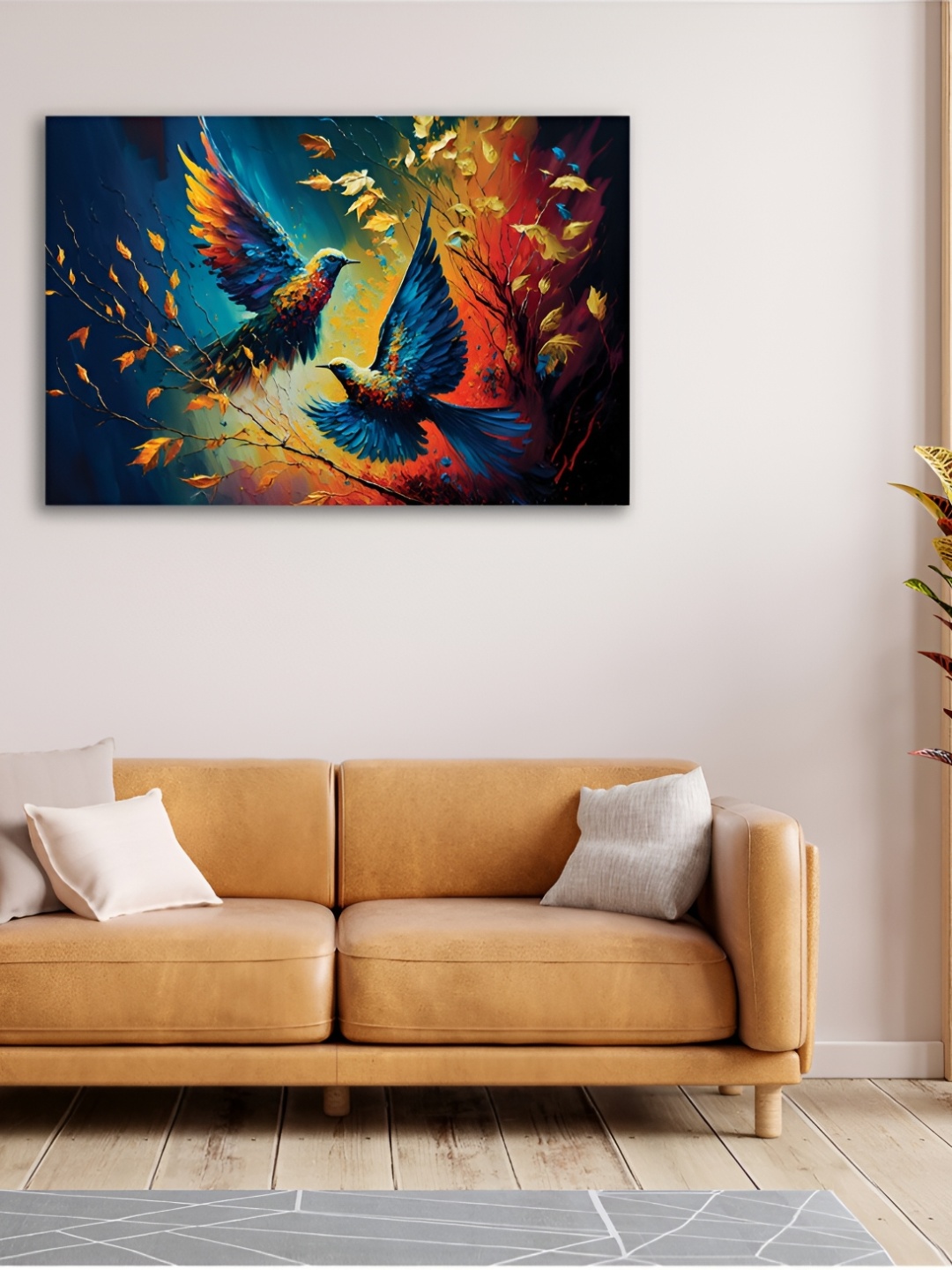 

CVANU Blue& Yellow Birds& Animals Canvas Wall Paintings