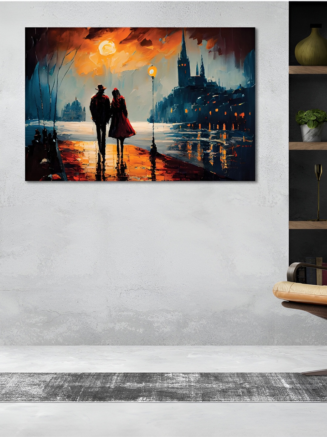 

CVANU Orange & Blue Canvas Painting Wall Art