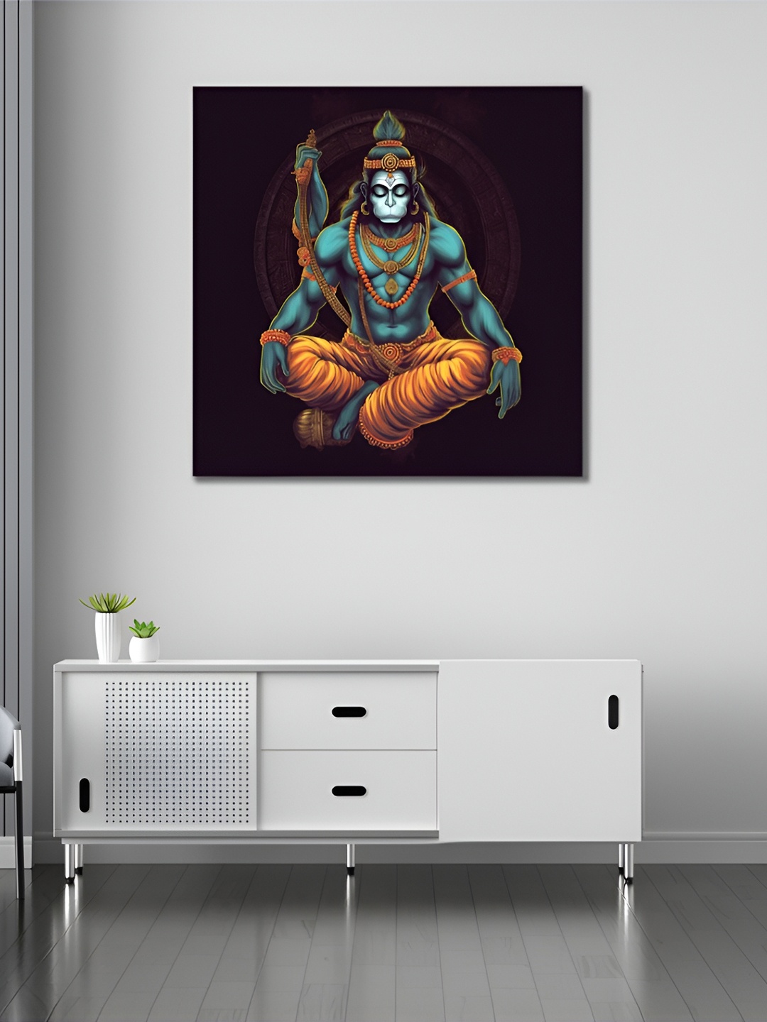 

CVANU Blue & Gold Toned Canvas Religious Painting Wall Art