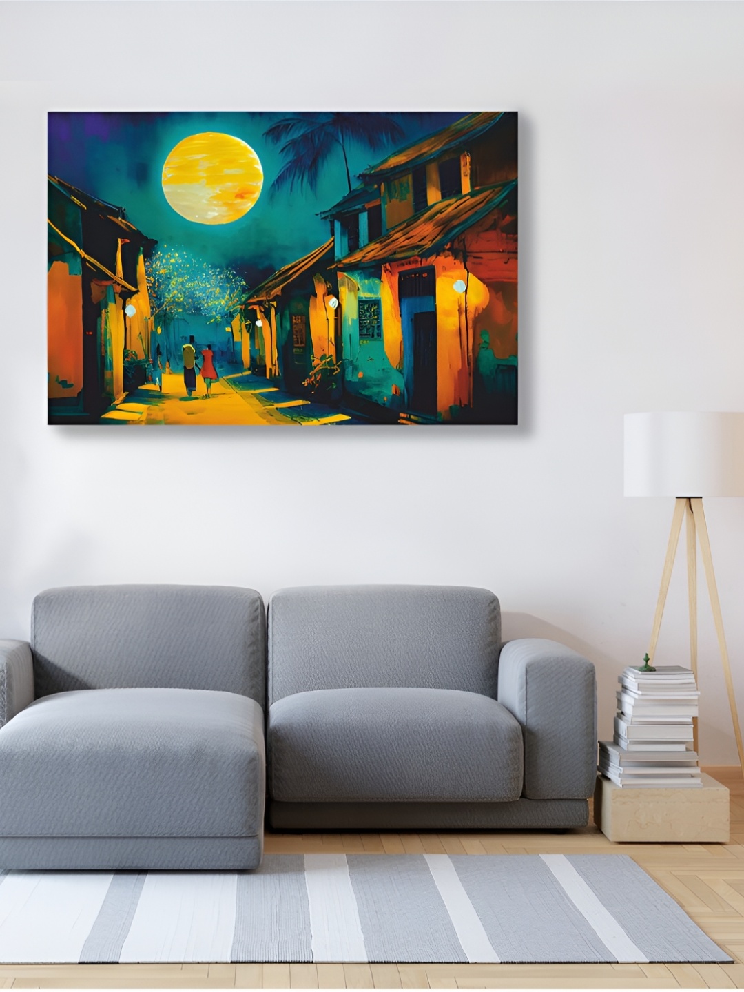 

CVANU Orange & blue Canvas Painting Wall Art