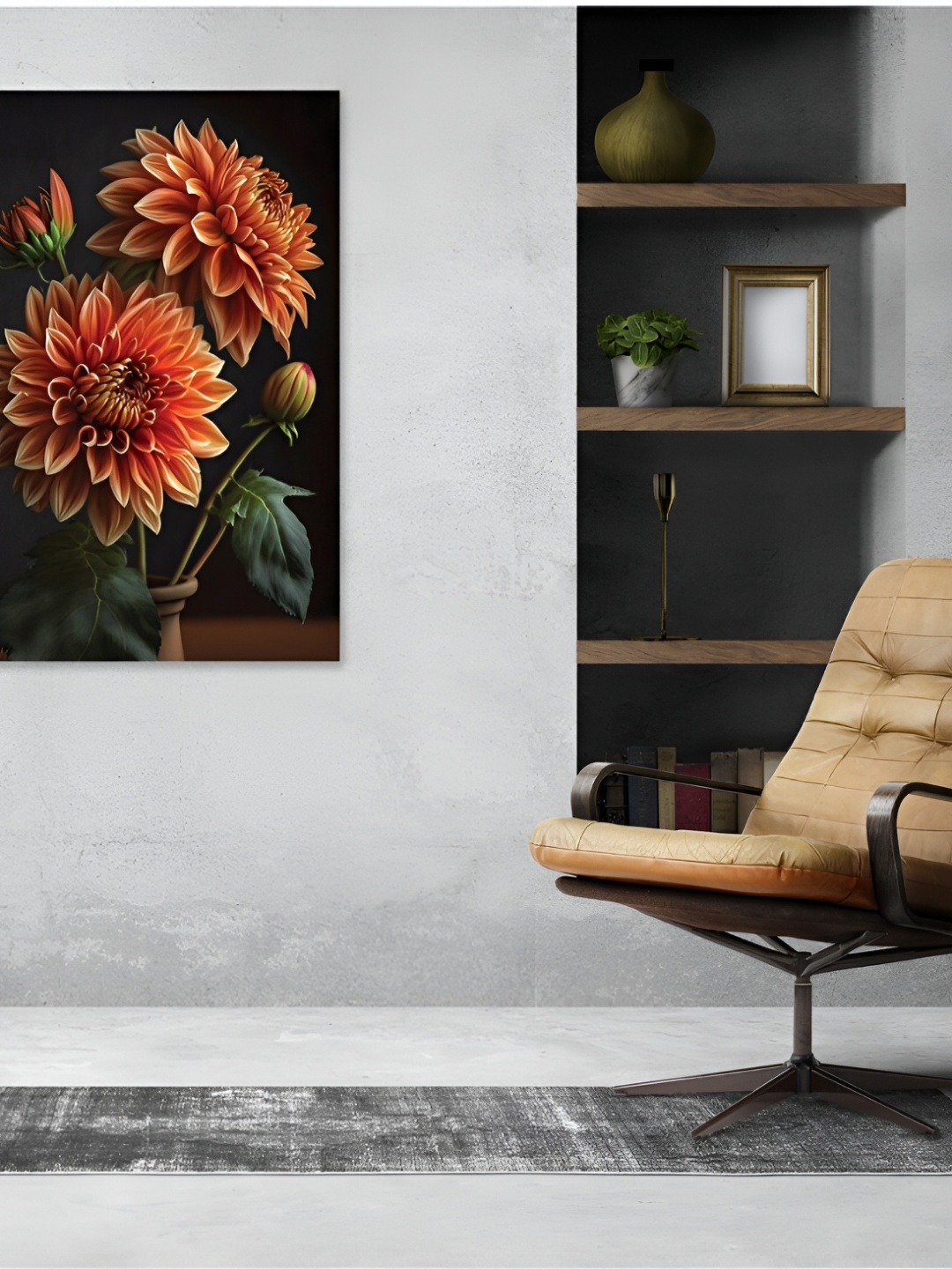 

CVANU Orange & Black Unframed Canvas Painting Wall Art