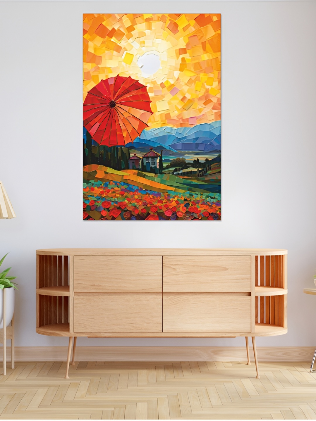 

CVANU Orange & Blue Unframed Canvas Painting Wall Art