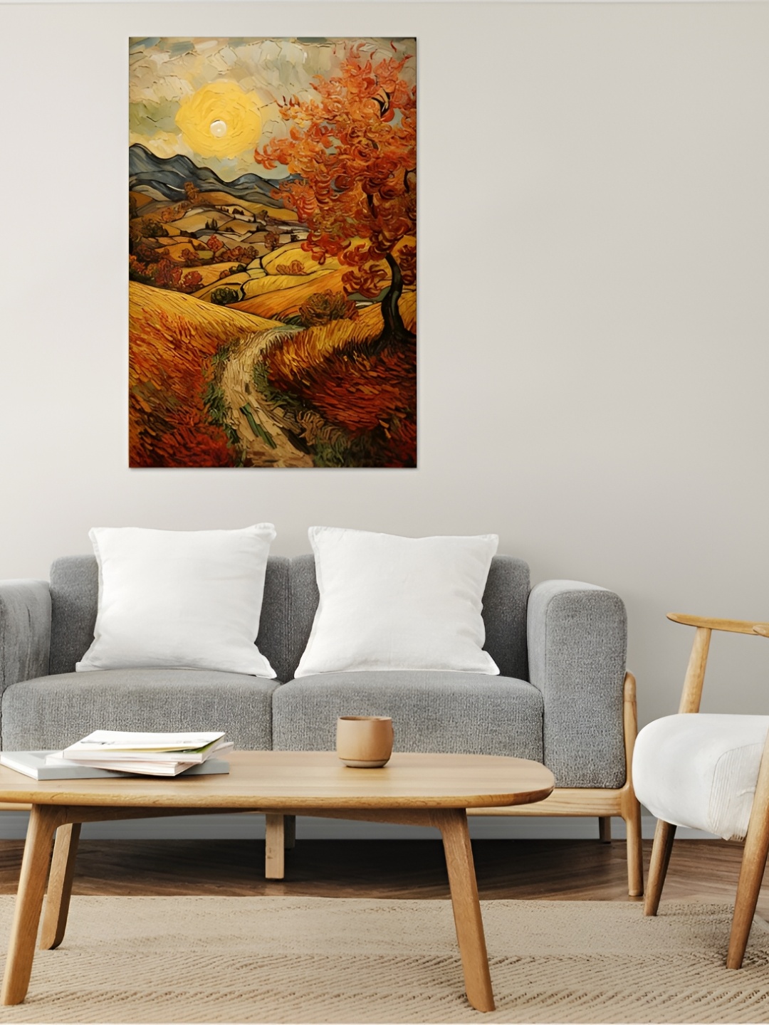 

CVANU Orange & Yellow Unframed Canvas Painting Wall Art