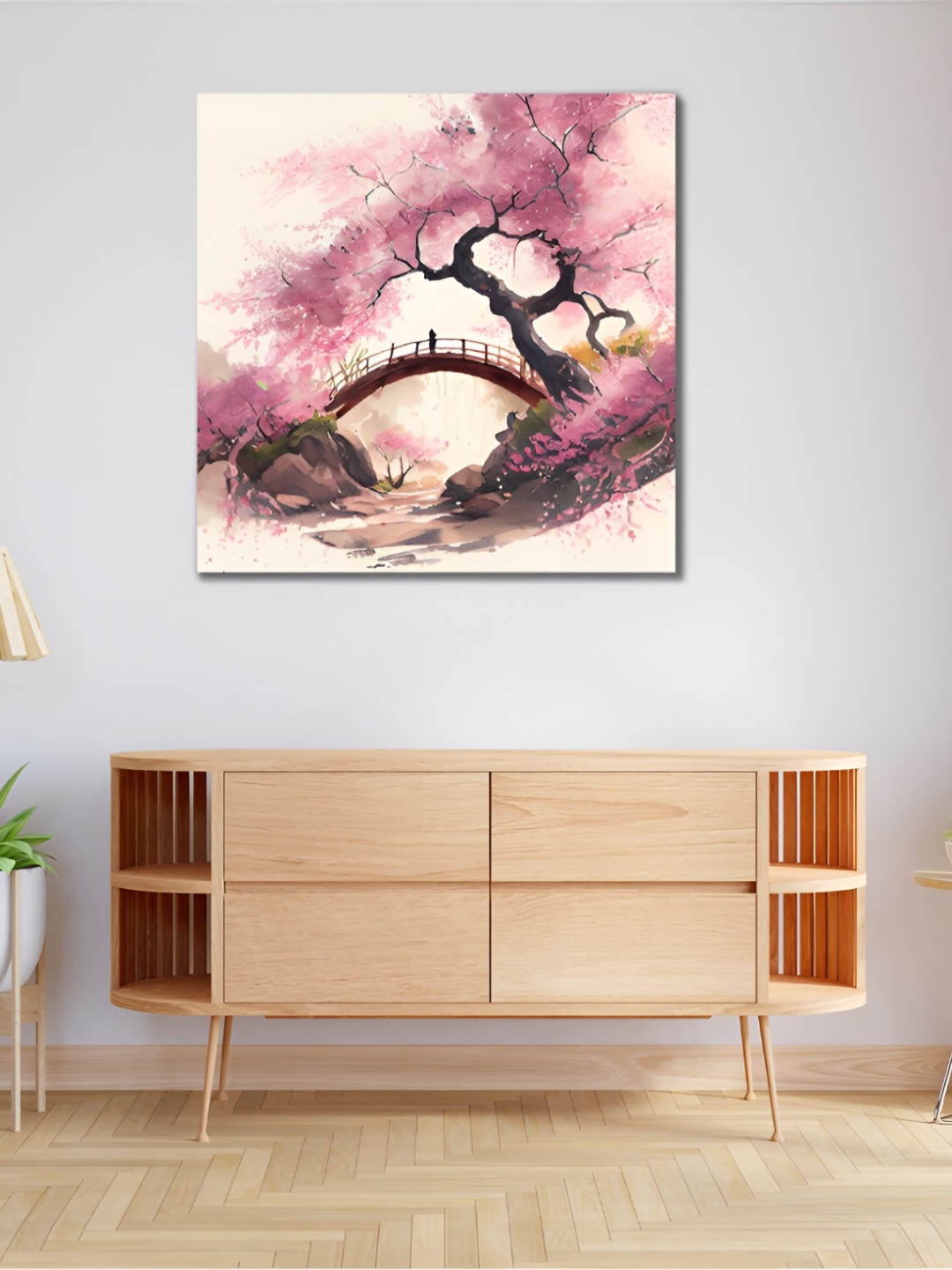 

CVANU Pink & White Canvas Painting Wall Art