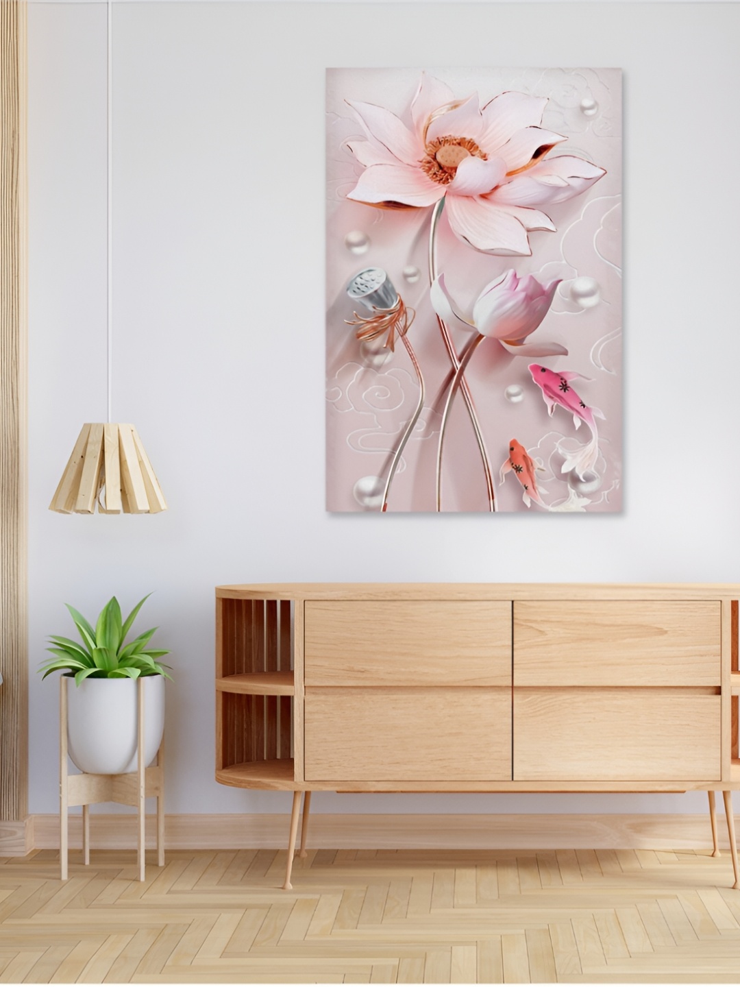 

CVANU Pink & White Canvas Painting Wall Art