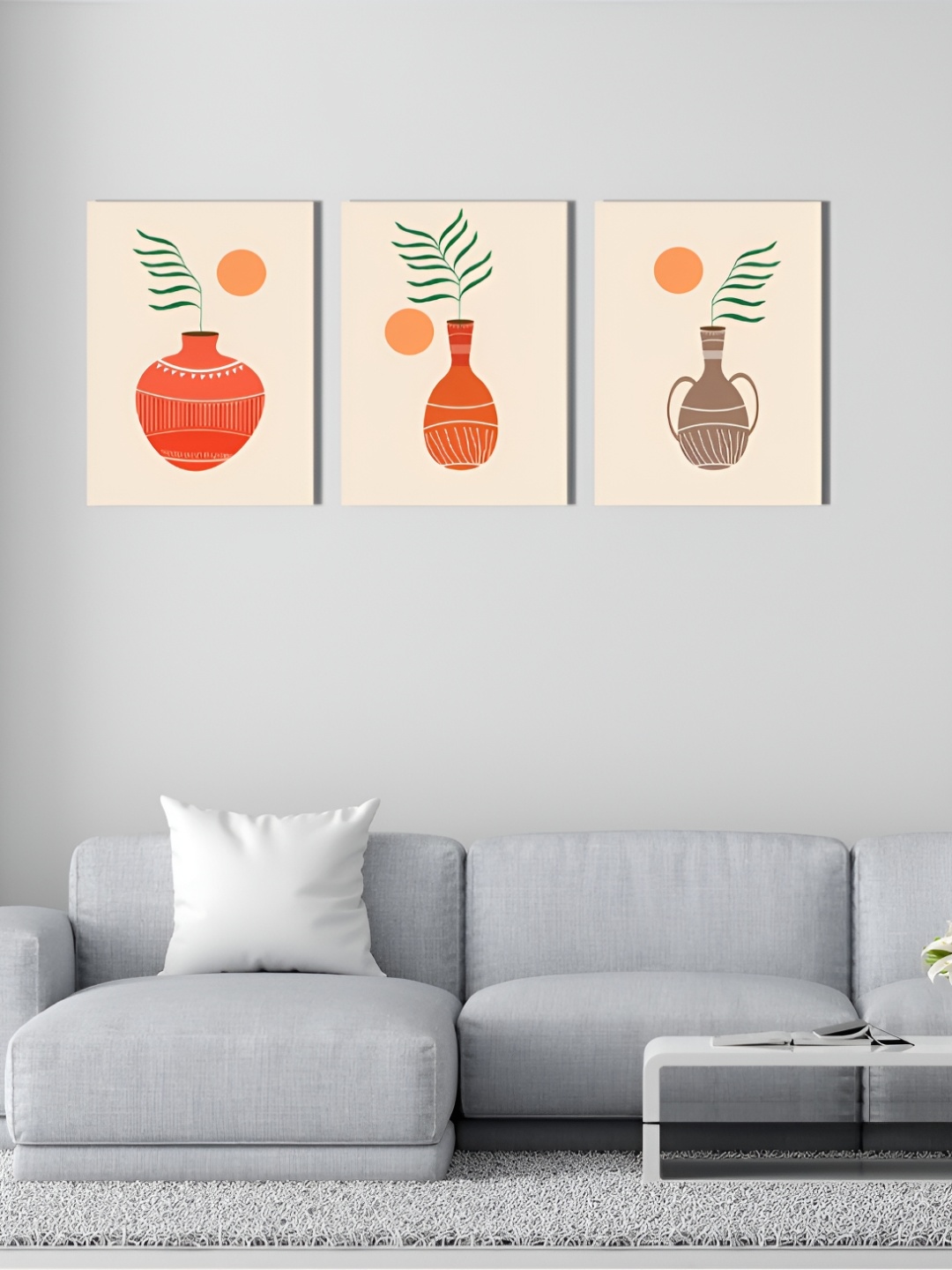 

CVANU Beige & Orange Canvas Painting Wall Art