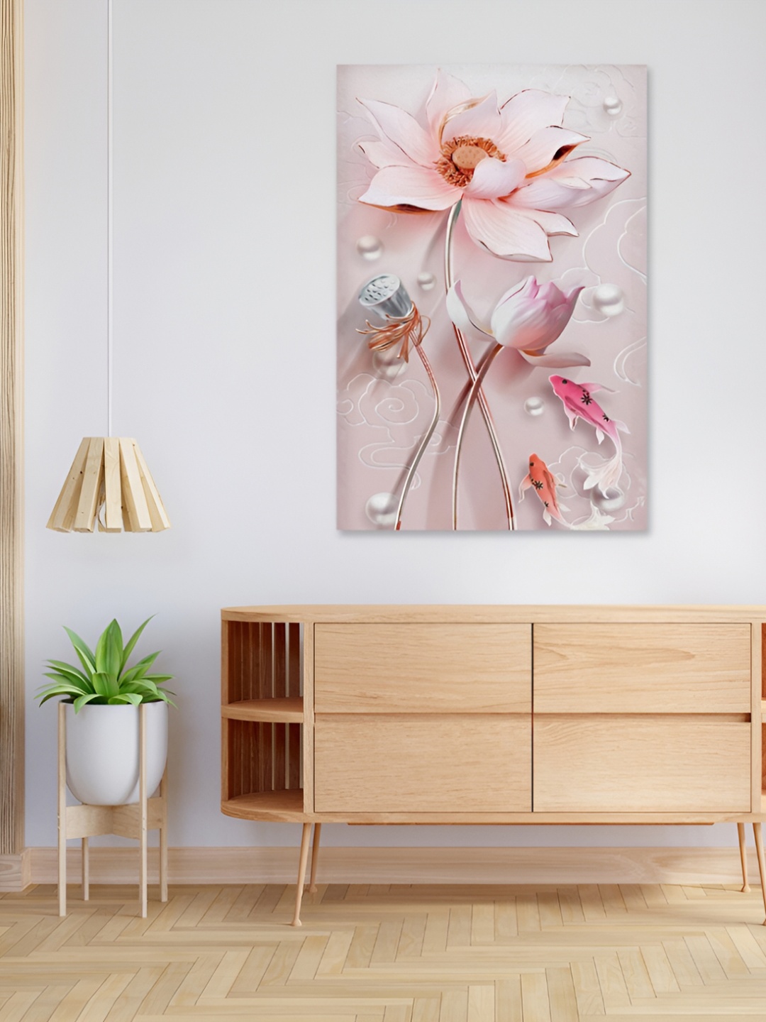 

CVANU Pink & White Canvas Painting Wall Art