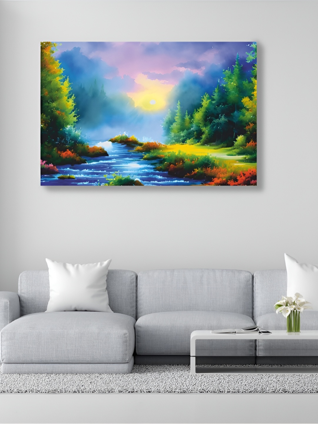 

CVANU Green & Blue Canvas Wall Painting