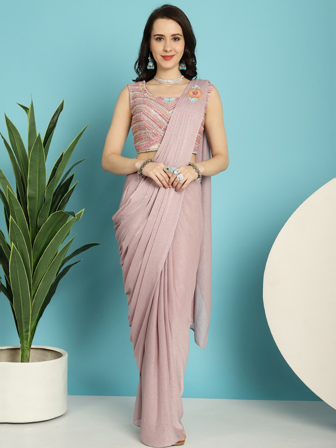 

Grancy Ready to Wear Saree, Pink