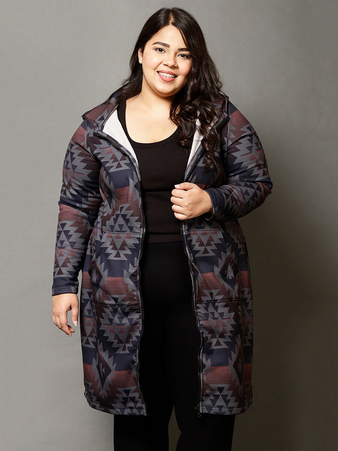 

Amydus Grey Print A-Line Midi Dress