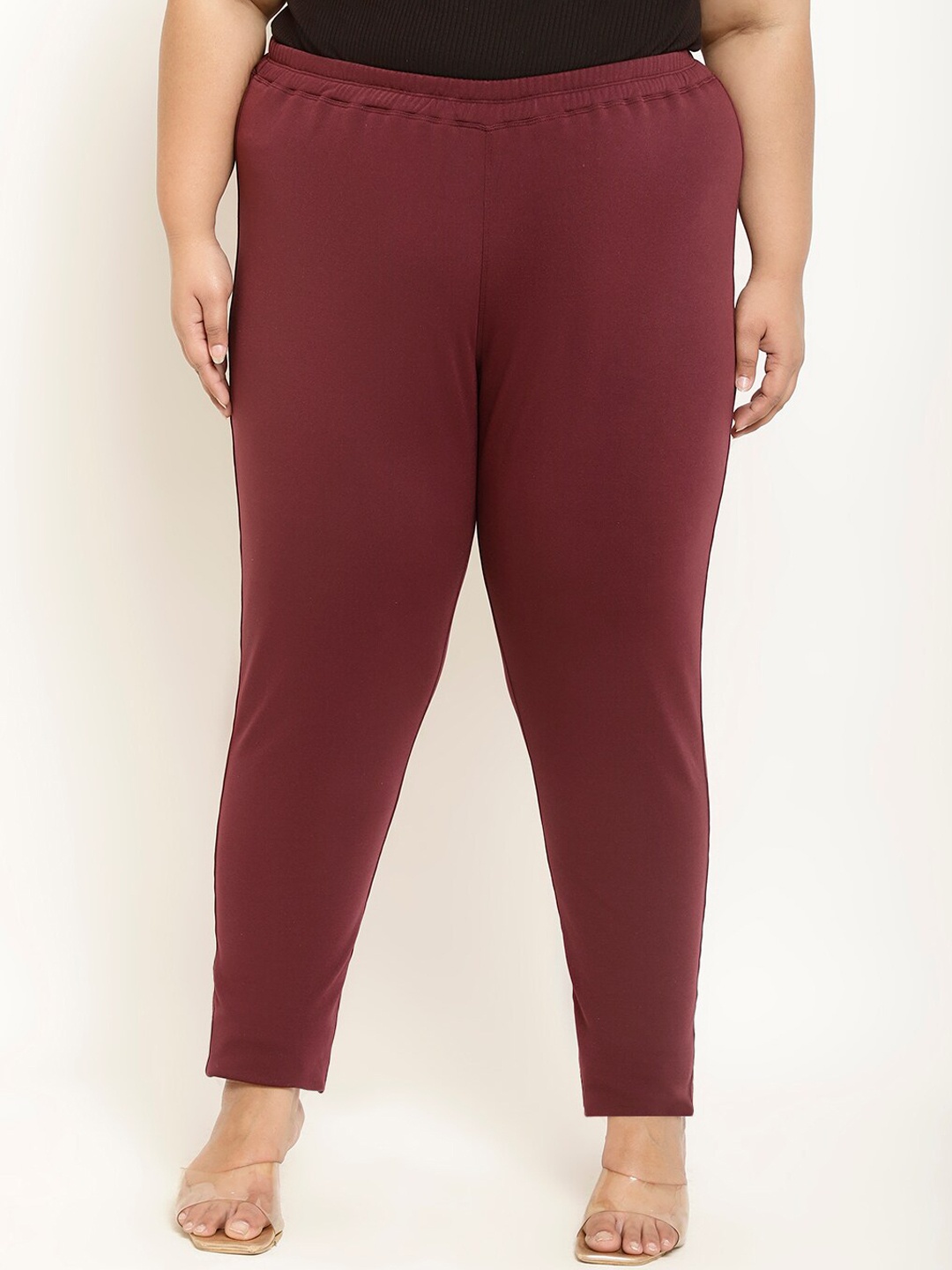 

Amydus Plus Size Ankle Length Fleece Leggings, Maroon