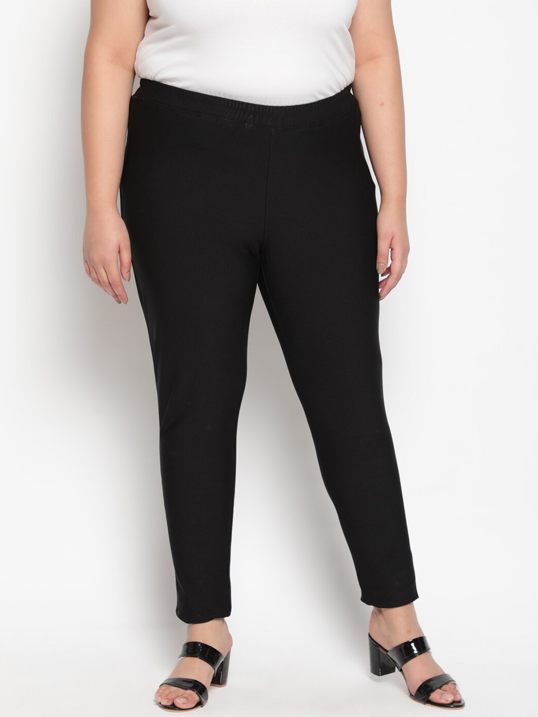Amydus Plus Size Ankle Length Leggings, Black