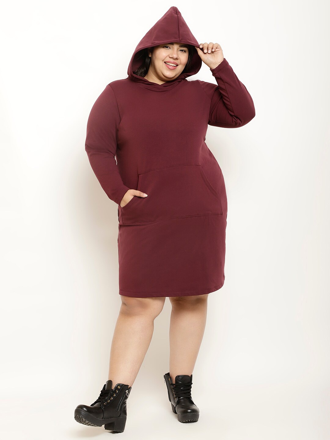 

Amydus Maroon Bodycon Midi Dress