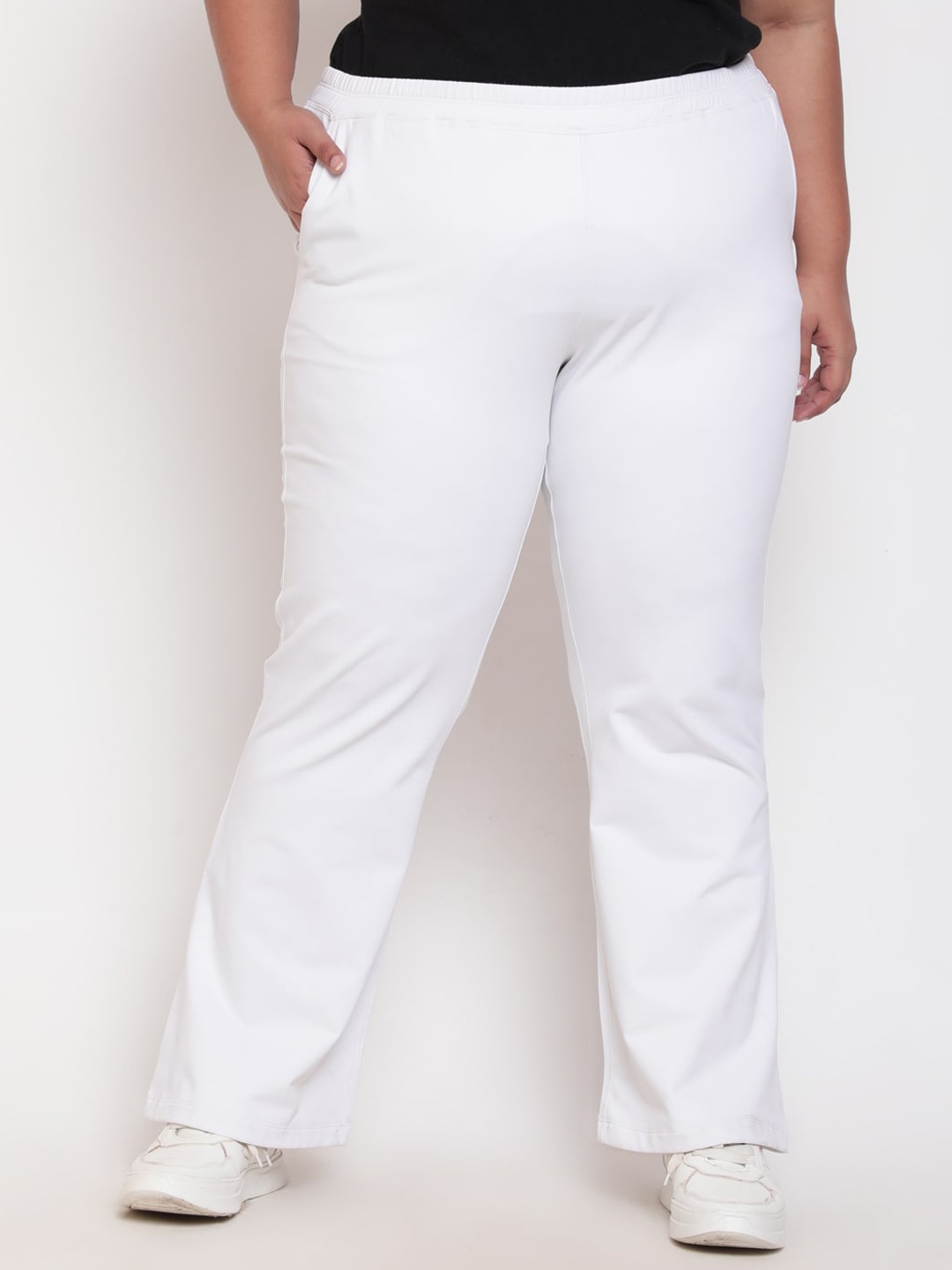 

Amydus Women Plus Size High Rise Regular Trousers, White