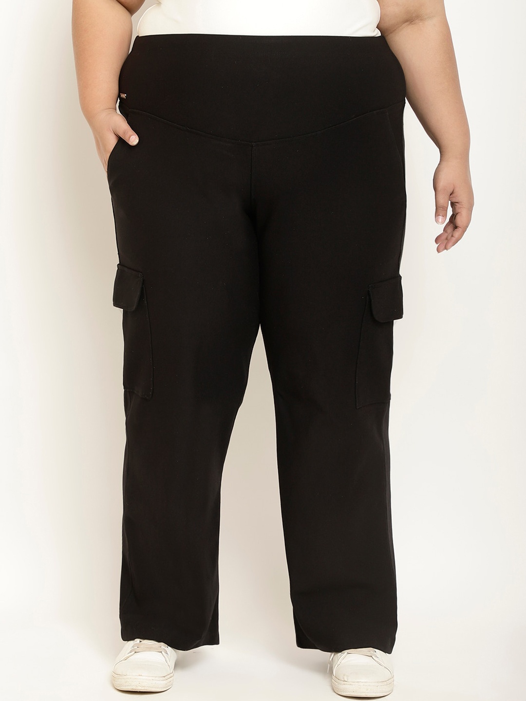 

Amydus Women Plus Size High-Rise Cargos, Black